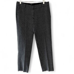 J. CREW CAFE CAPRI WOOL BLEND BLACK AND WHITE POLKA DOT CROPPED PANTS SIZE 2